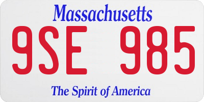 MA license plate 9SE985