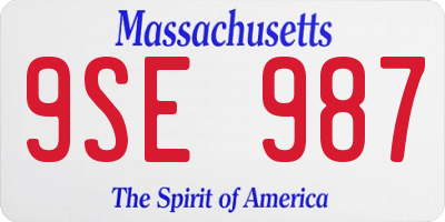 MA license plate 9SE987