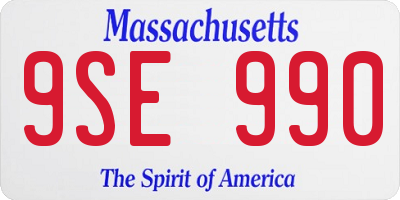 MA license plate 9SE990