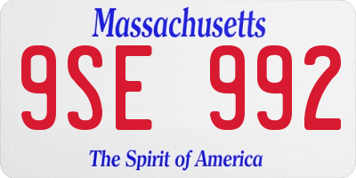 MA license plate 9SE992