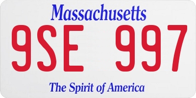 MA license plate 9SE997