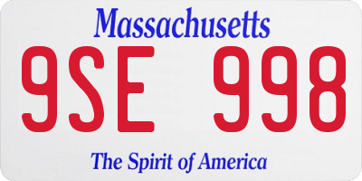 MA license plate 9SE998