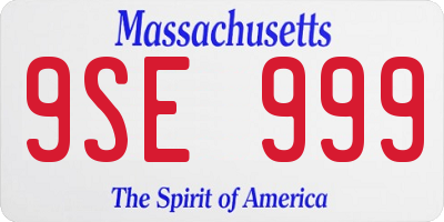 MA license plate 9SE999