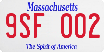 MA license plate 9SF002