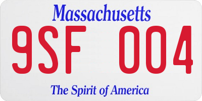 MA license plate 9SF004