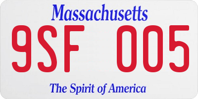 MA license plate 9SF005