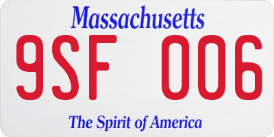 MA license plate 9SF006
