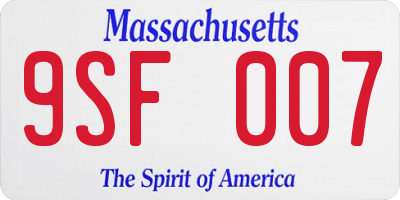 MA license plate 9SF007