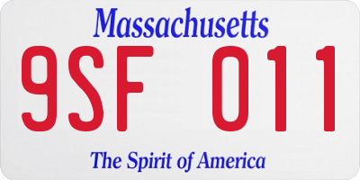MA license plate 9SF011