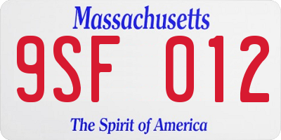 MA license plate 9SF012