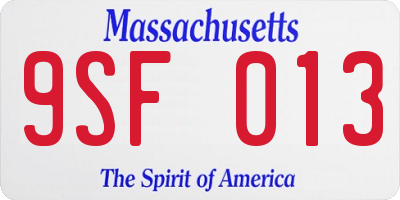 MA license plate 9SF013