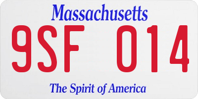 MA license plate 9SF014