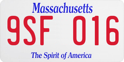 MA license plate 9SF016