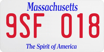 MA license plate 9SF018