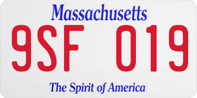 MA license plate 9SF019