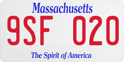 MA license plate 9SF020