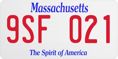 MA license plate 9SF021