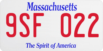 MA license plate 9SF022