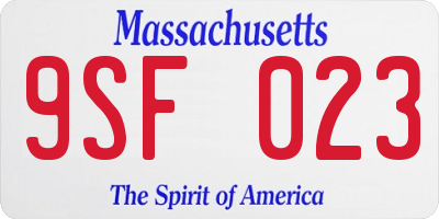 MA license plate 9SF023