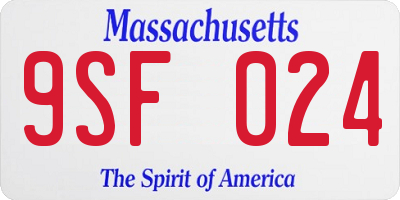 MA license plate 9SF024