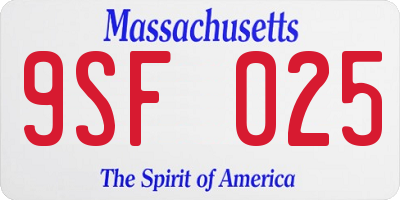 MA license plate 9SF025