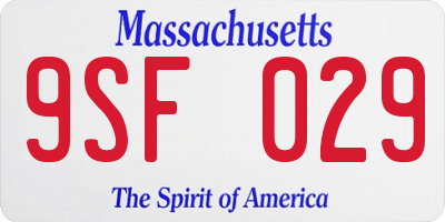 MA license plate 9SF029