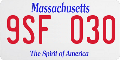 MA license plate 9SF030
