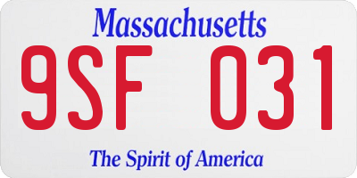 MA license plate 9SF031