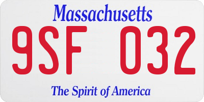 MA license plate 9SF032