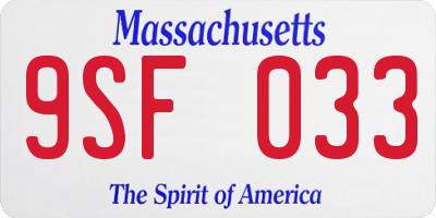 MA license plate 9SF033