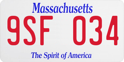 MA license plate 9SF034