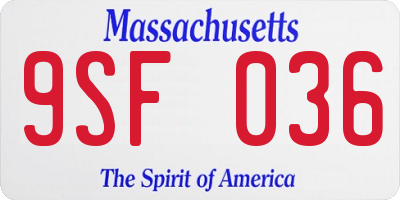 MA license plate 9SF036
