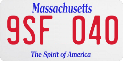 MA license plate 9SF040