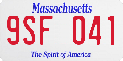 MA license plate 9SF041