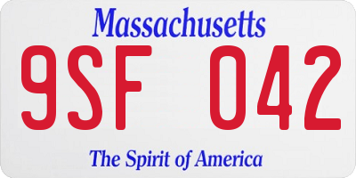 MA license plate 9SF042