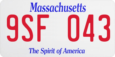 MA license plate 9SF043