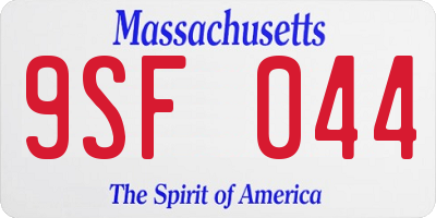 MA license plate 9SF044