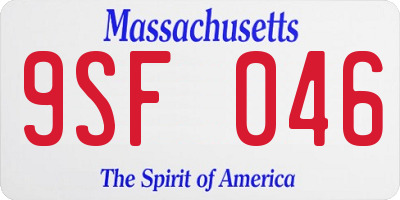 MA license plate 9SF046