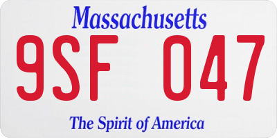 MA license plate 9SF047