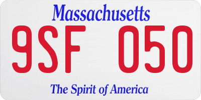 MA license plate 9SF050