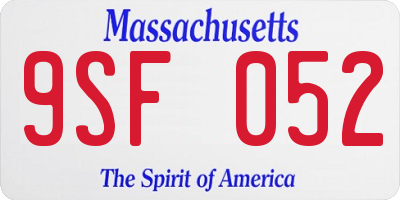 MA license plate 9SF052