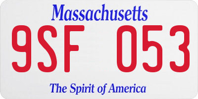 MA license plate 9SF053