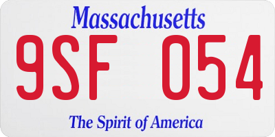 MA license plate 9SF054
