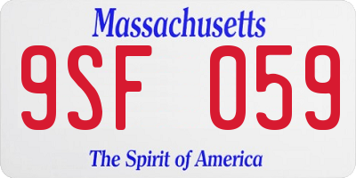 MA license plate 9SF059