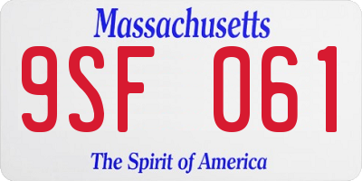 MA license plate 9SF061