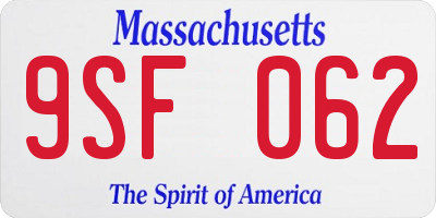 MA license plate 9SF062