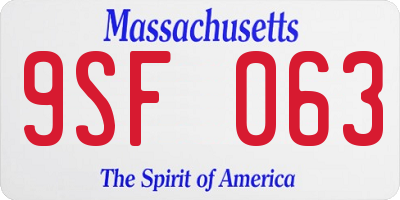 MA license plate 9SF063