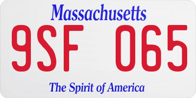 MA license plate 9SF065