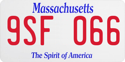 MA license plate 9SF066