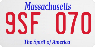 MA license plate 9SF070